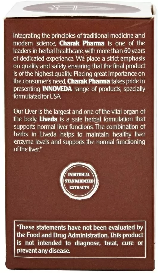 Liveda - Support for liver detoxification and cell regeneration,  Charak Pharma, 60 veg. capsules