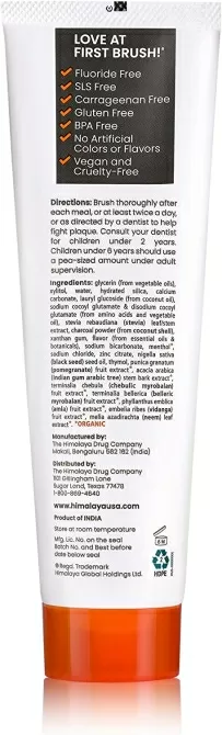 BOTANIQUE Whitening Antiplaque CHARCOAL + BLACKSEED OIL Toothpaste, Himalaya, 113 g