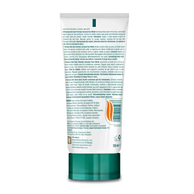 Dark Spot Clearing Curcuma Face Wash, Himalaya Wellness, 150 ml