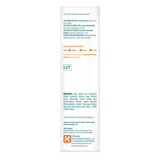 Dark Spot Clearing Curcuma Face Serum, Himalaya Wellness, 30 ml