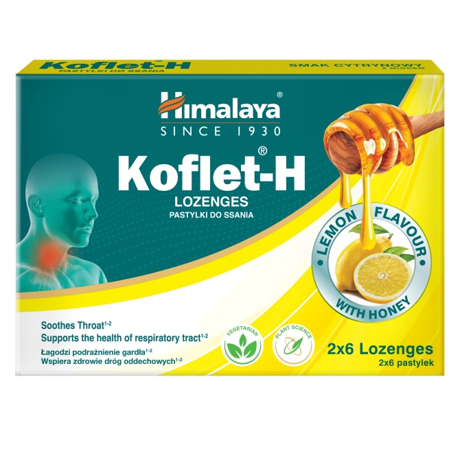 КОФЛЕТ Пчелен мед (лимон) За здраво гърло, 12 бонбона, Himalaya