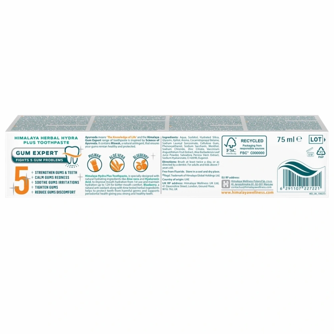 Hydra Plus Herbal Toothpaste, Himalaya Wellness, 75 ml