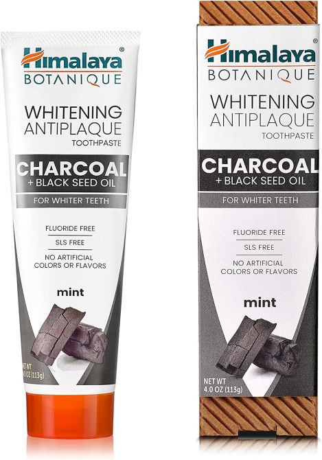 BOTANIQUE Whitening Antiplaque CHARCOAL + BLACKSEED OIL Toothpaste, Himalaya, 113 g