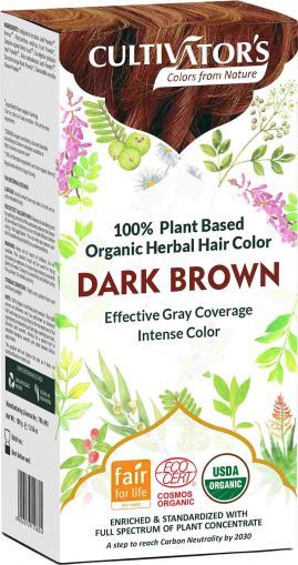 Био билкова боя за коса -  тъмно кафяво  - Cultivator's, 100 g