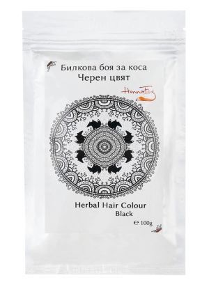 Билкова боя за коса - Черен цвят, Henna Fox, 100 g