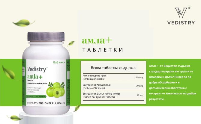 2+1 FREE Amla + (Amalaki + Long Pepper), Vedistry, 60 tabs