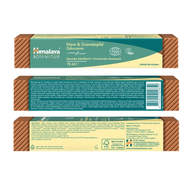 Organique Neem & Pomegranate Toothpaste, Himalaya, 150 g