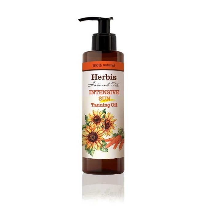 Интензивно масло за слнчев тен с бета каротин, Herbis, 200 ml