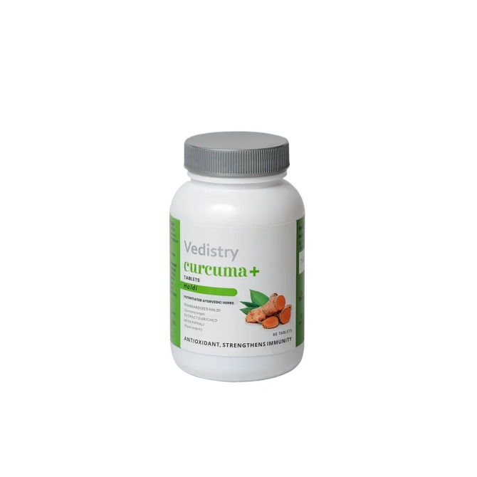 BUY 1, TAKE 1 FREE Curcuma Plus (Haldi + Long Pepper), Vedistry, 60 tabs 