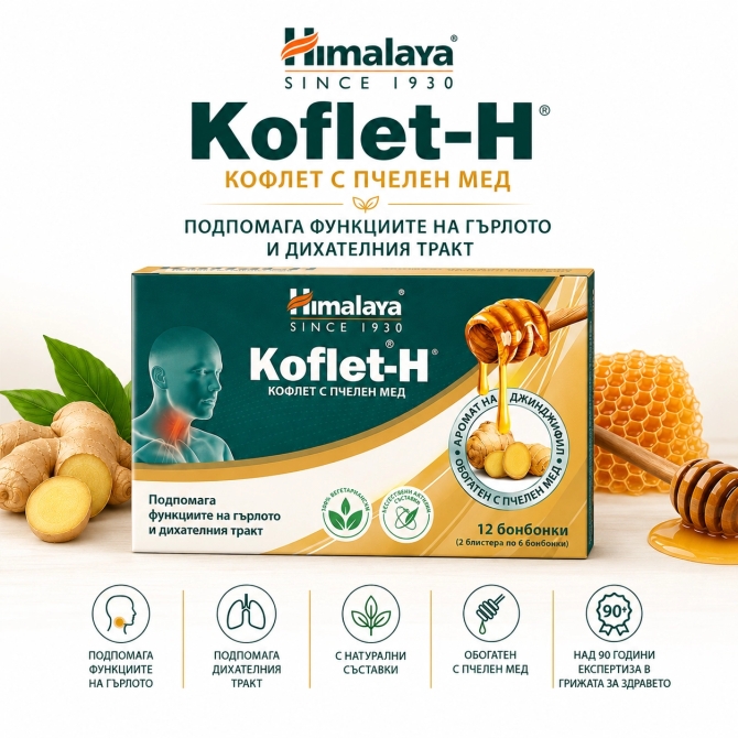KOFLET H Ginger flavour Fortified with Honey, 12 lozenges, Himalaya