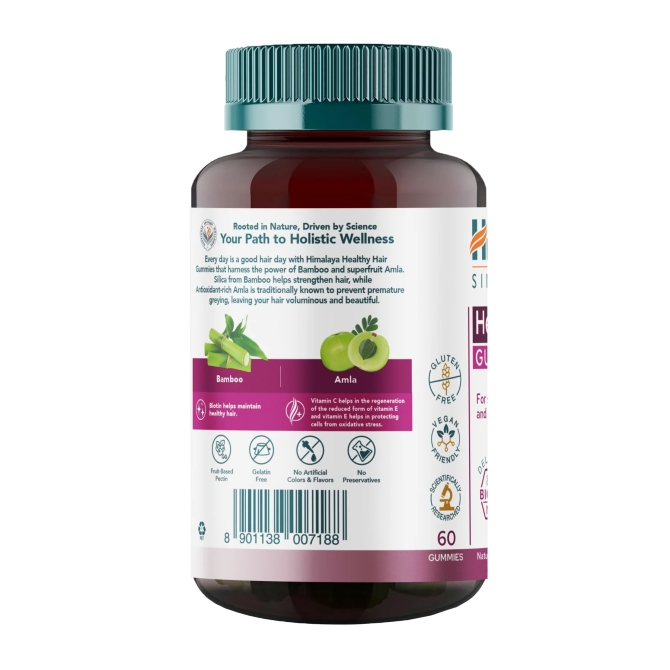Healthy Hair, 60 gummies (strawberry taste), Himalaya Wellness