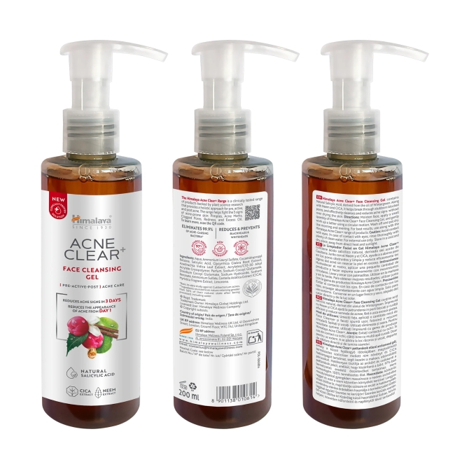 Acne Clear + Face Cleansing Gel, Himalaya Wellness, 200 ml