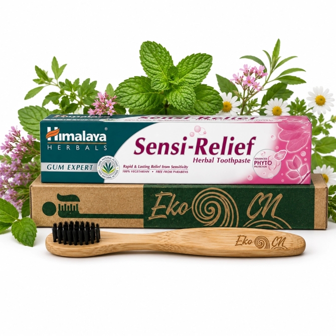 PROMO: Bamboo toothbrush for Adults + Sensi Relief Herbal Toothpaste