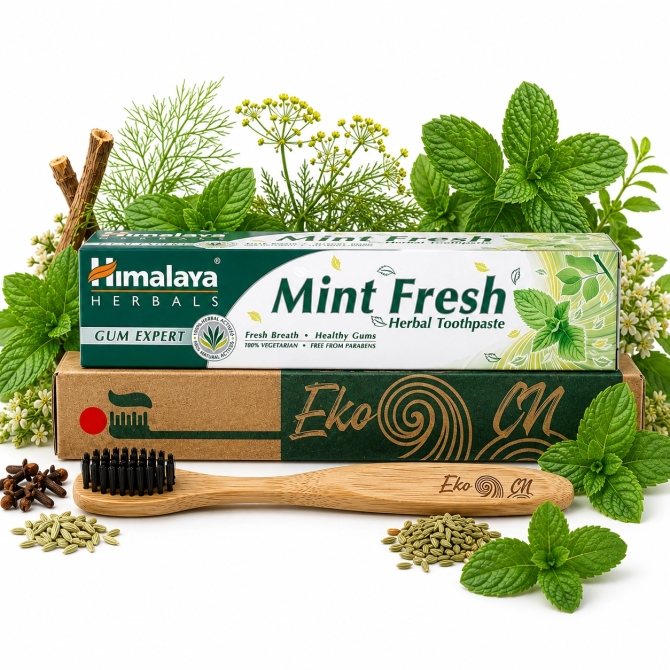 PROMO: Bamboo toothbrush for Adults + Mint Fresh Herbal Toothpaste