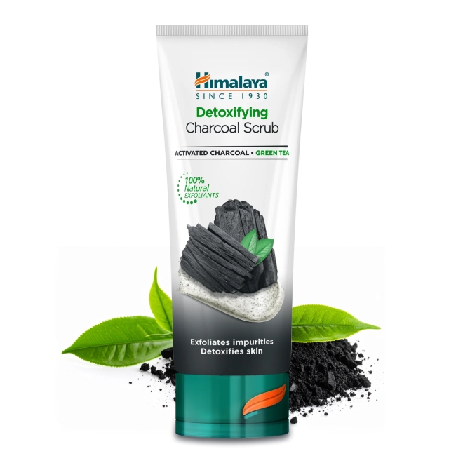 Detoxifying Scrub with Activated Charcoal and Green Tea, Himalaya Wellness, 75 ml